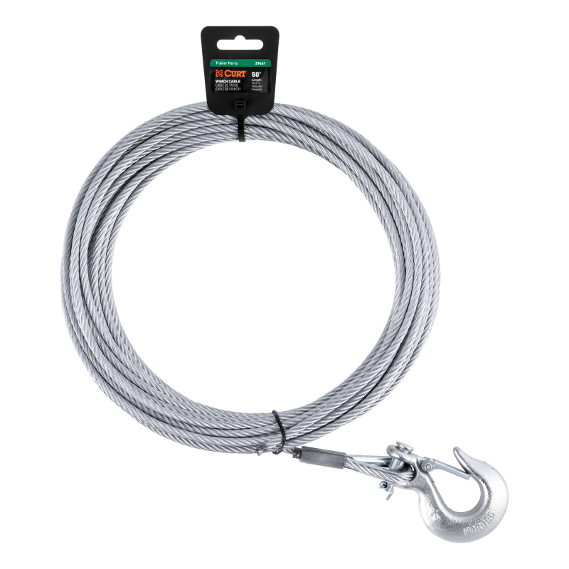 CURT 50' Winch Cable with Snap Hook (5,600 lbs.) Model 29461