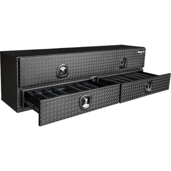 Buyers Products Flatbed Contractor Top Mount Truck Box With Drawers 72" Matte Black Aluminum Model 1722678