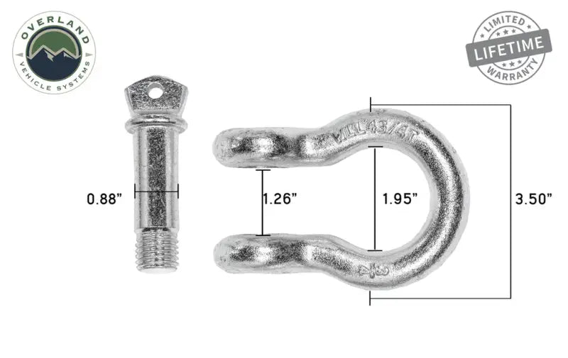 19010205 Overland Vcl Recovery Shackle D-Ring 3/4' 4.75 T ovs19010205