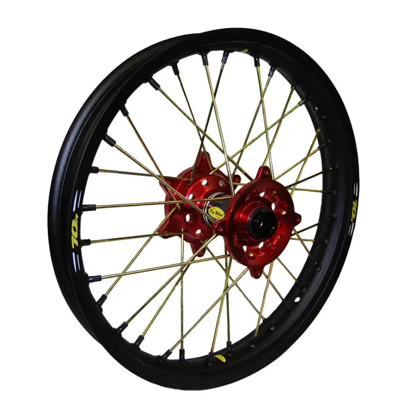 24-1107242 Pro-Wheel Wheel Rear 1.85X19 Red Hub Blk Rim/Gld Spoke/Blk Nipple wps-800-24-1107242