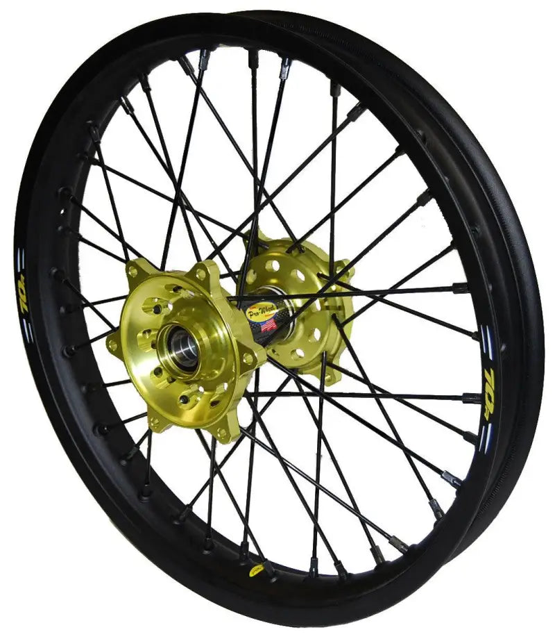 24-4508222 Pro-Wheel Wheel Rear 2.15X19 Yellow Hub Blk Rim/Blk Spoke/Blk Nipple wps-800-24-4508222