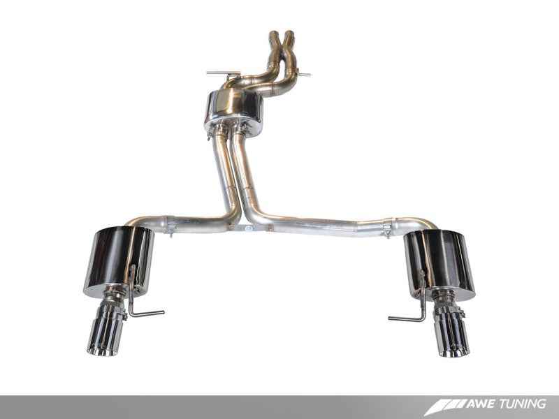 AWE Tuning Audi C7 A7 3.0T Touring Edition Exhaust - Dual Outlet Chrome Silver Tips 3015-32070