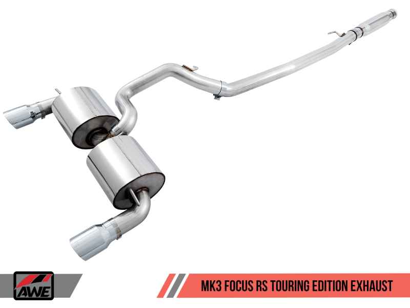 AWE Tuning Ford Focus RS Touring Edition Cat-back Exhaust- Resonated - Chrome Silver Tips 3020-32036