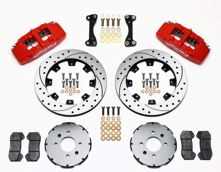 Wilwood Dynapro 6 Front Hat Kit 12.19in Drilled Red 90-99 Civic w/240 mm Disc