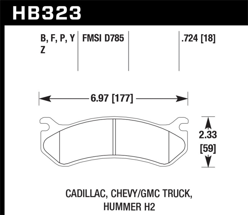 Hawk Chevy / GMC Truck / Hummer HPS Street Rear Brake Pads hawkHB323F.724