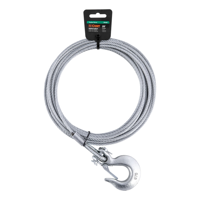 CURT 25' Winch Cable with Snap Hook (4,200 lbs.) Model 29460