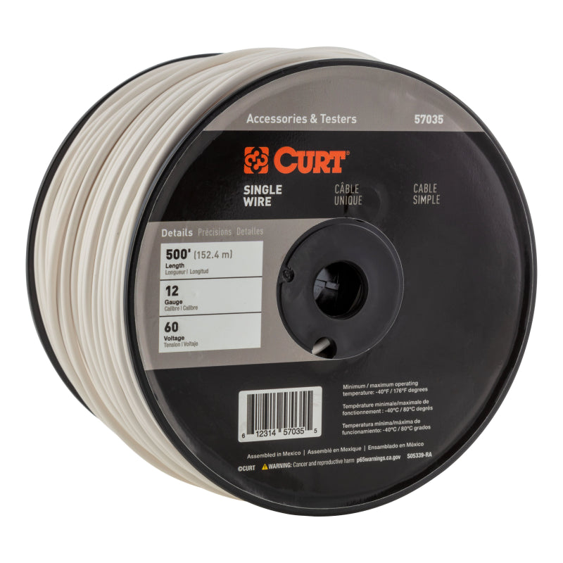 CURT Automotive Primary Wire, White 500' Spool Model 57035