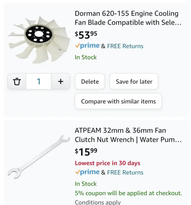 620-155 Dorman Clutch Fan Blade d18620155