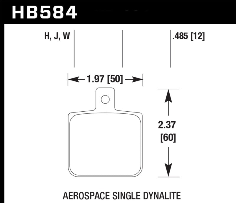 Hawk Aerospace Single Dynalite 12mm Thickness DTC-30 Race Brake Pads hawkHB584W.485