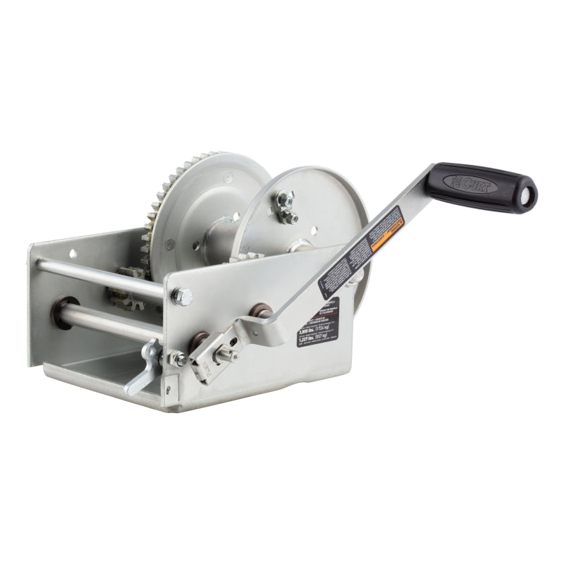 CURT Hand-Crank 2-Speed Winch, 3,800 lbs, 15.8:1 Low Gear Ratio, 9.6" Handle Model 29538