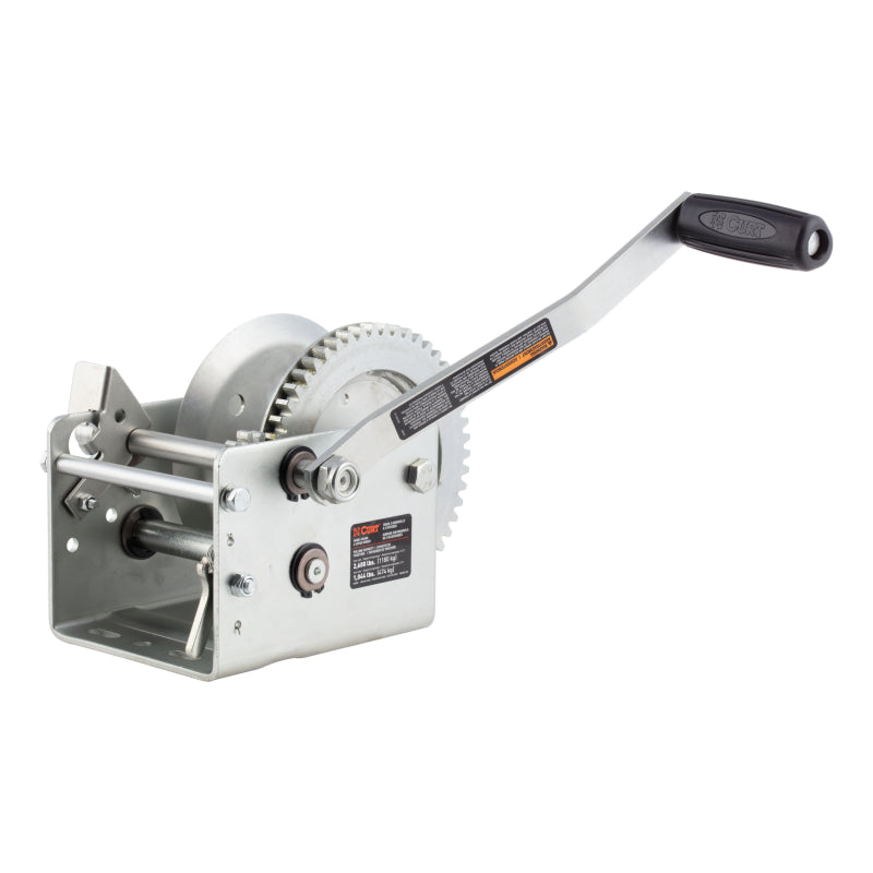 CURT Hand-Crank 2-Speed Winch, 2,600 lbs, 12.7:1 Low Gear Ratio, 10.6" Handle Model 29526