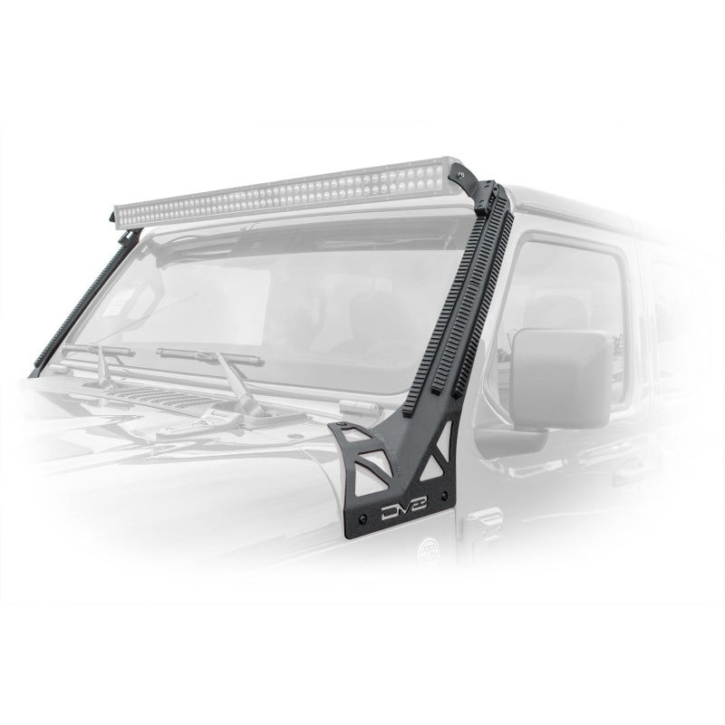 DV8 Offroad 2018-2025 Jeep Wrangler JL JLU Gladiator JT A-Pillar Mount With Rail Accessory Mount System Model D-JL-190052-PIL