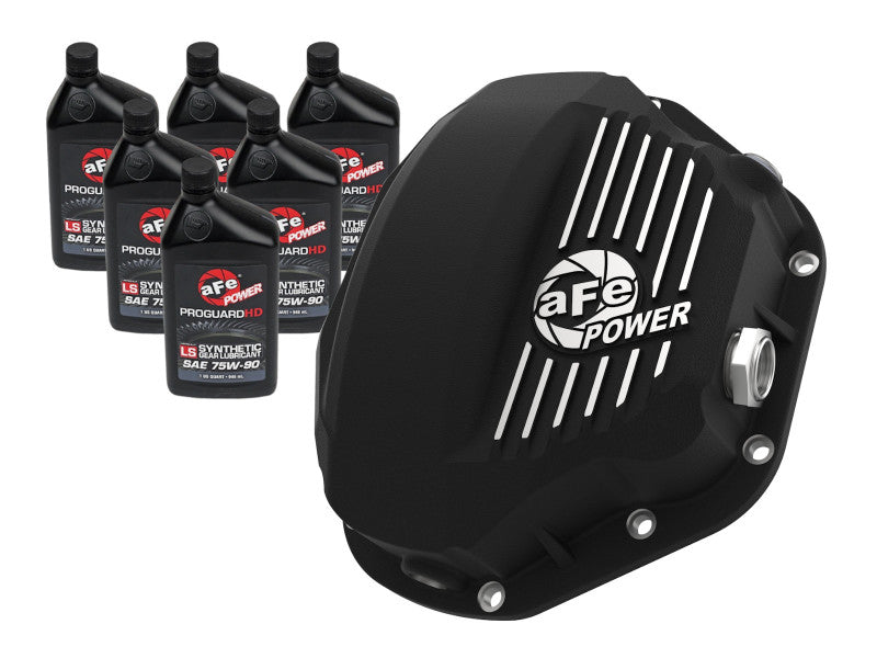 aFe Power Cover Diff Rear Machined w/ 75W-90 Gear Oil Ford Diesel Trucks 86-11 V8-6.4/6.7L (td) afe46-70032-WL