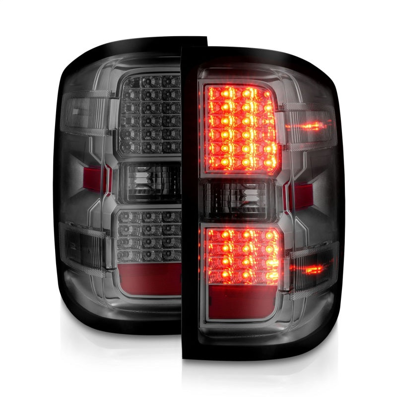 ANZO 15-19 Chevy Silverado 2500HD/3500HD (Factory Halogen Only) LED Tail Lights Smoke w/Clear Lens anz311424