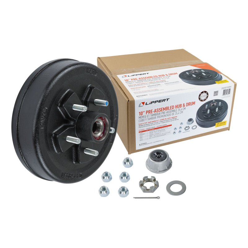 CURT Complete Pre-Greased Hub Assembly with Lug Nuts - 3,500-lb. Axles, 1/2" Stud Model 2024013264