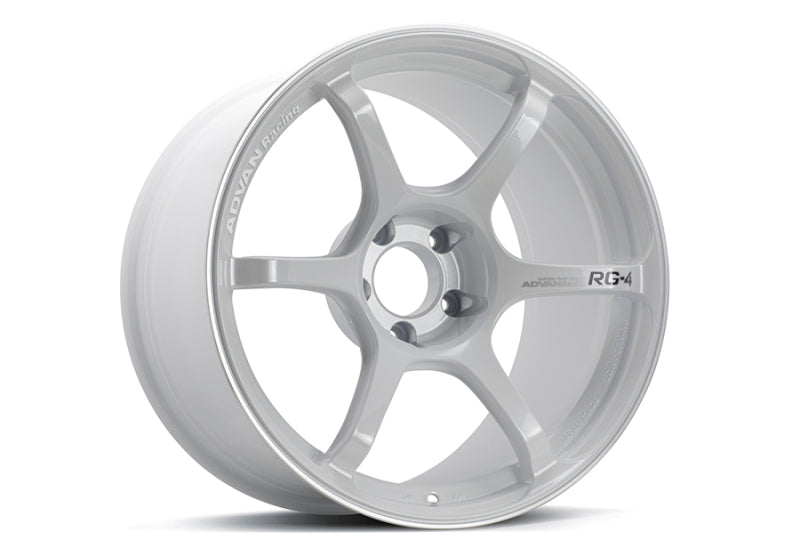 Advan RG-4 18x8.5 +44 5-100 Racing White Metallic & Ring Wheel avnYA48H44DWMR