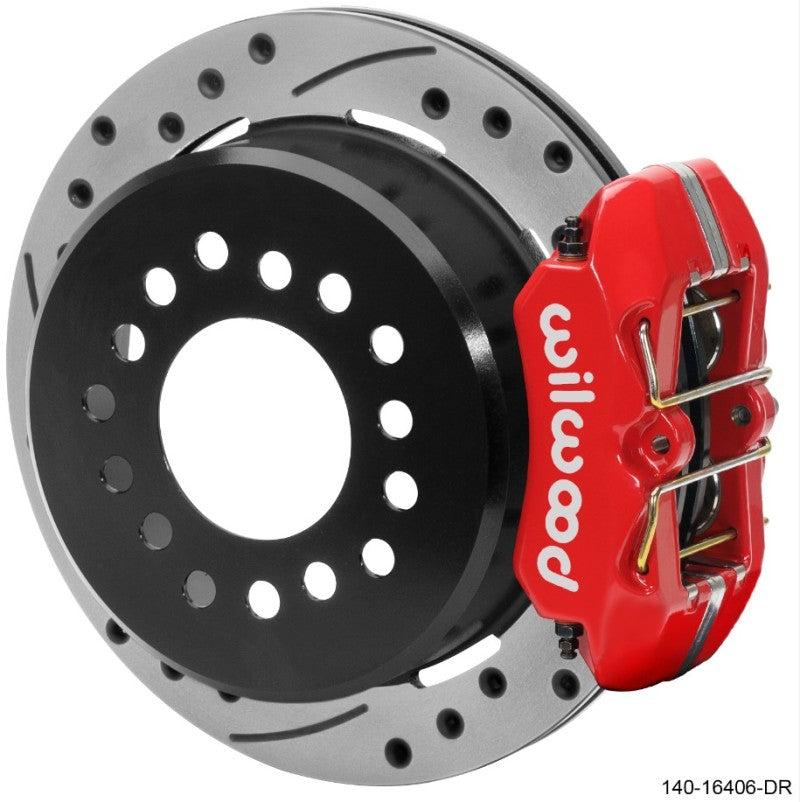 Wilwood Ford Explorer 8.8in Rear Axle Dynapro Disc Brake Kit 11in Drilled/Slotted Rotor -Red Caliper wil140-16406-DR