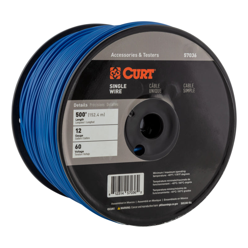 CURT Automotive Primary Wire, Blue 500' Spool Model 57036
