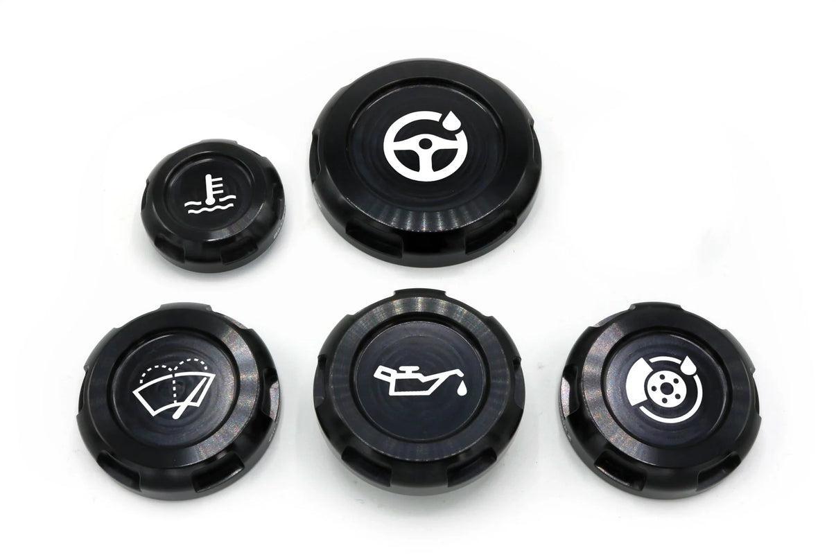 Billetworkz Engine Bay Caps Zero Series Black 2015-2021 Subaru STI with Fluid Engraving | BW-EBCZ-SUB-VASTI-BLK-E