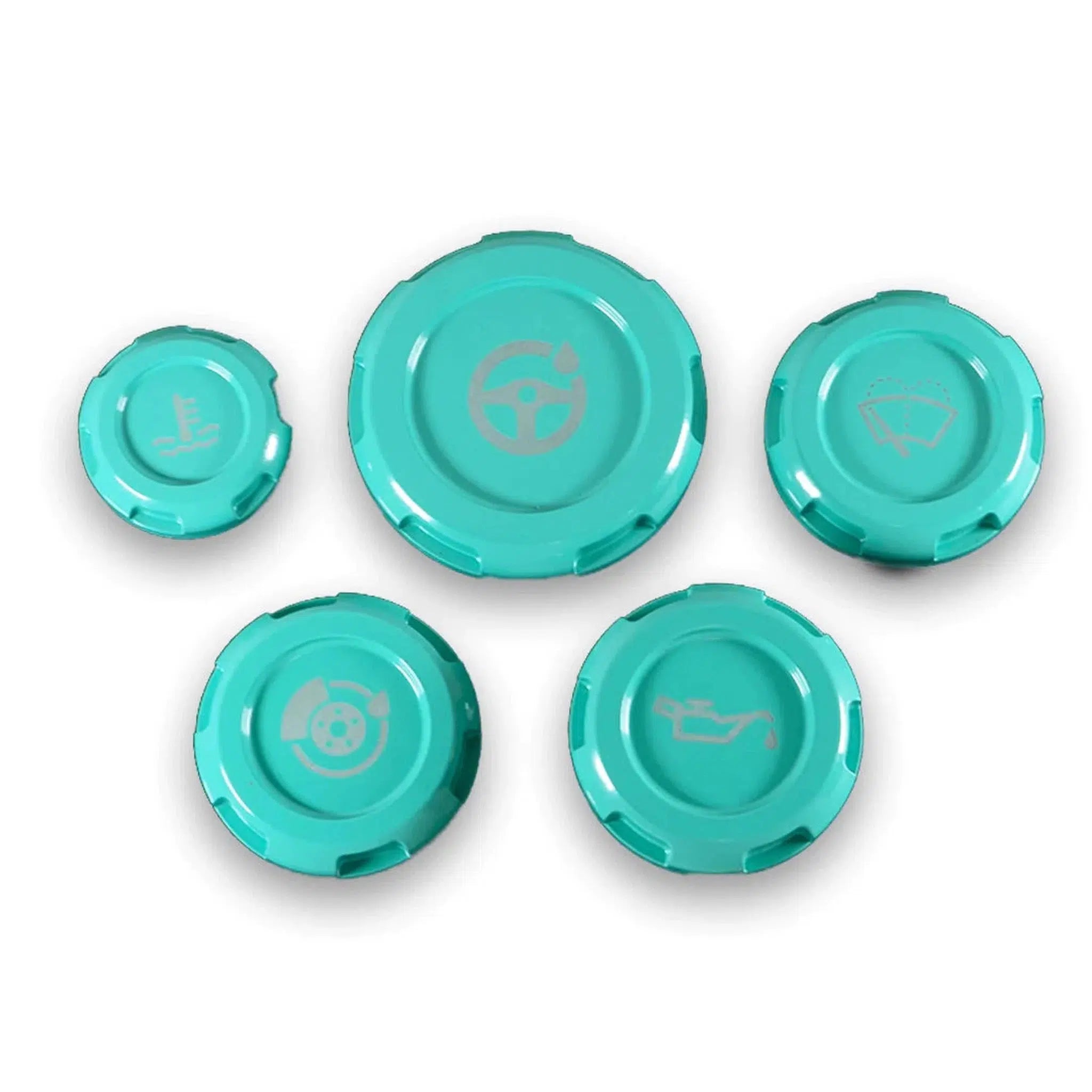 Billetworkz Engine Bay Caps Zero Series Hyper Teal 2015-2021 Subaru STI with Fluid Engraving | BW-EBCZ-SUB-VASTI-HYTL-E