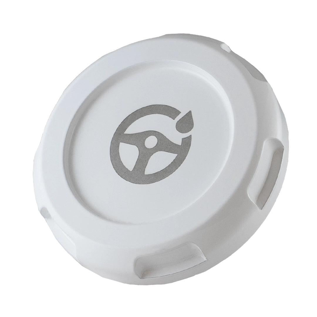 Billetworkz Power Steering Fluid Cap Engraved Zero Series White Subaru WRX 08-14 / STI 08-21 | BW-EBCZ-SUB-PS2-WHT-E