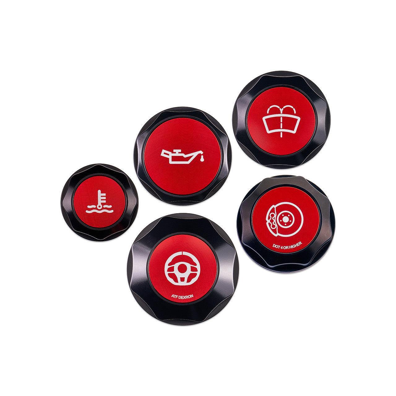 IAG Revolve Engine Bay Dress-Up Cap Kit Red Subaru STI 2015-2021 | IAG-ACC-5404BKRD