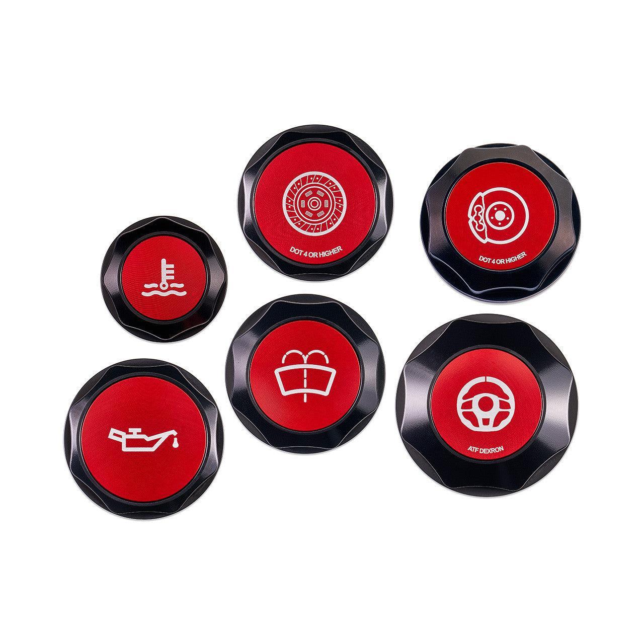 IAG Revolve Engine Bay Dress-Up Cap Kit Red WRX 02-07 / STI 04-07 / Forester XT 04-08 | IAG-ACC-5401BKRD