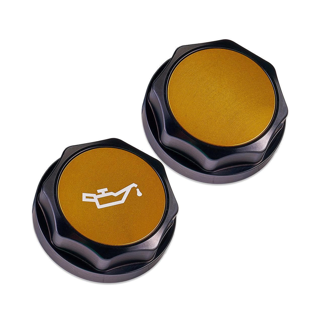 IAG Revolve Engine Oil Fill Cap w/ Anodized Color Accent Gold WRX 02-25 / STI 04-21 / BRZ 13-25 | IAG-ACC-5301BKGD