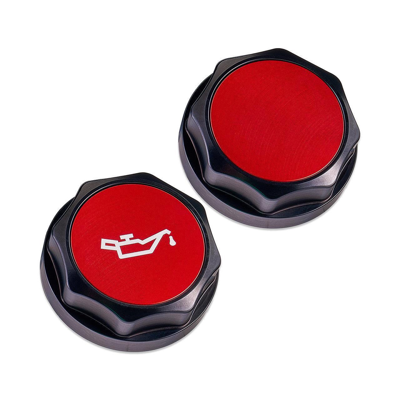 IAG Revolve Engine Oil Fill Cap w/ Anodized Color Accent Red WRX 02-25 / STI 04-21 / BRZ 13-25 | IAG-ACC-5301BKRD