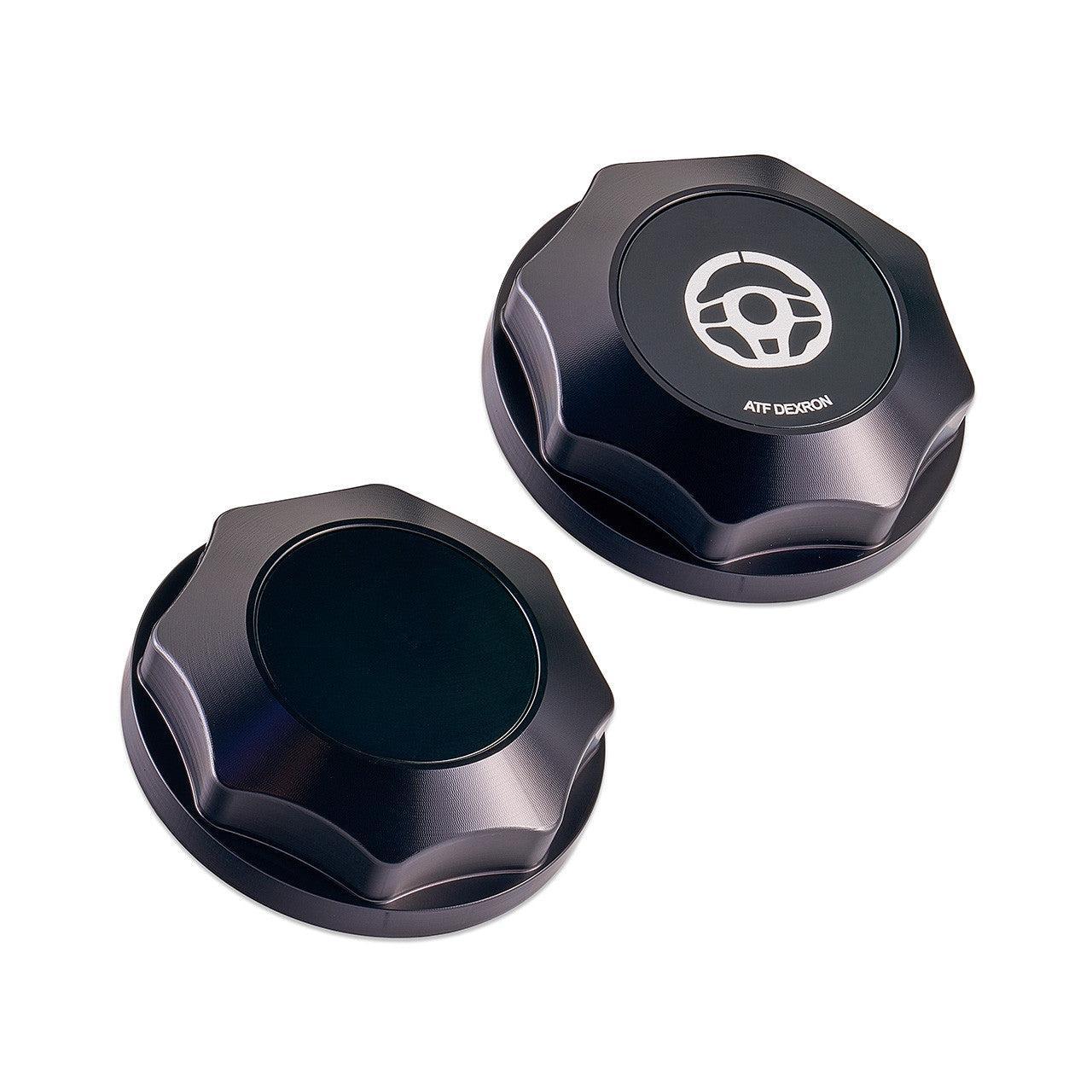 IAG Revolve Power Steering Reservoir Cap w/ Anodized Color Accent Black WRX 08-14 / STI 08-21 / Legacy GT 05-09 | IAG-ACC-5307BKBK