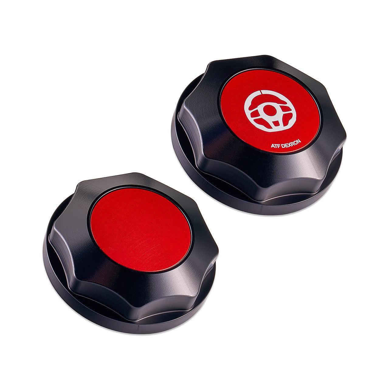 IAG Revolve Power Steering Reservoir Cap w/ Anodized Color Accent Red WRX 08-14 / STI 08-21 / Legacy GT 05-09 | IAG-ACC-5307BKRD