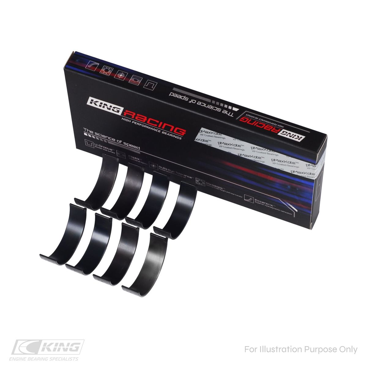 King 52mm Size .50 Oversized Rod Bearing Set Tri-Metal Performance Subaru WRX 2015-2021 / BRZ / Scion FR-S / Toyota FT-86 2013-2020 | CR4616XPGC0.5