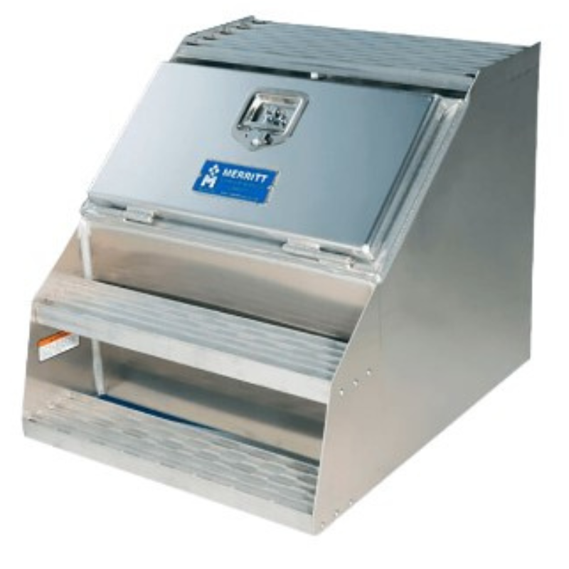 Merritt Saddle Box With Step 23.5”H x 28.5”D x 36”W Smooth Aluminum Door Model 482
