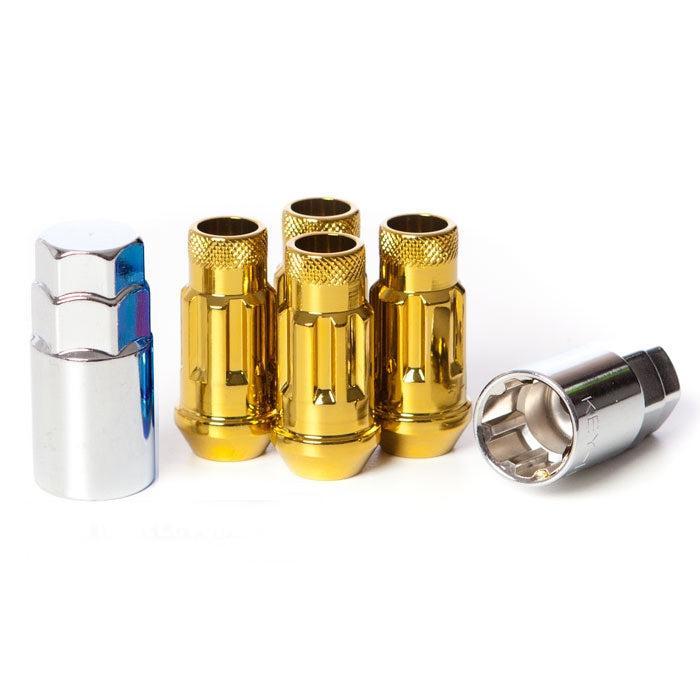 Muteki SR48 Open End Locking Lug Nut 12x1.25 48mm Set of 4 Gold Chrome | 32901Z