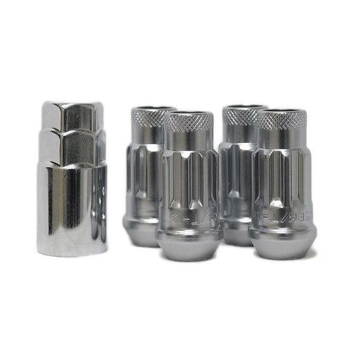 Muteki SR48 Open End Locking Lug Nut 12x1.25 48mm Set of 4 Silver | 32901SS