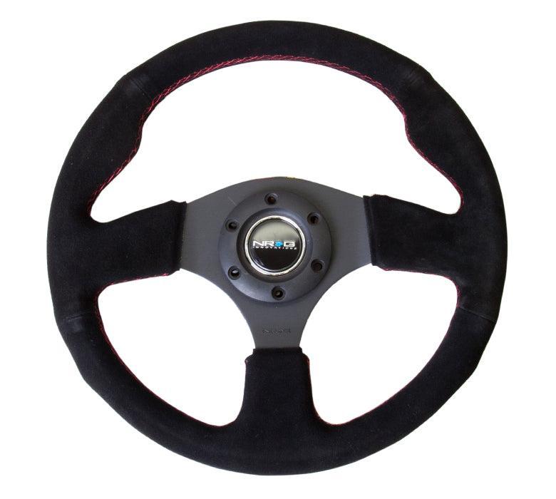 NRG 320mm Race Series Sport Steering Wheel Suede Steering wheel w/ Red Stitch | RST-012S-RS