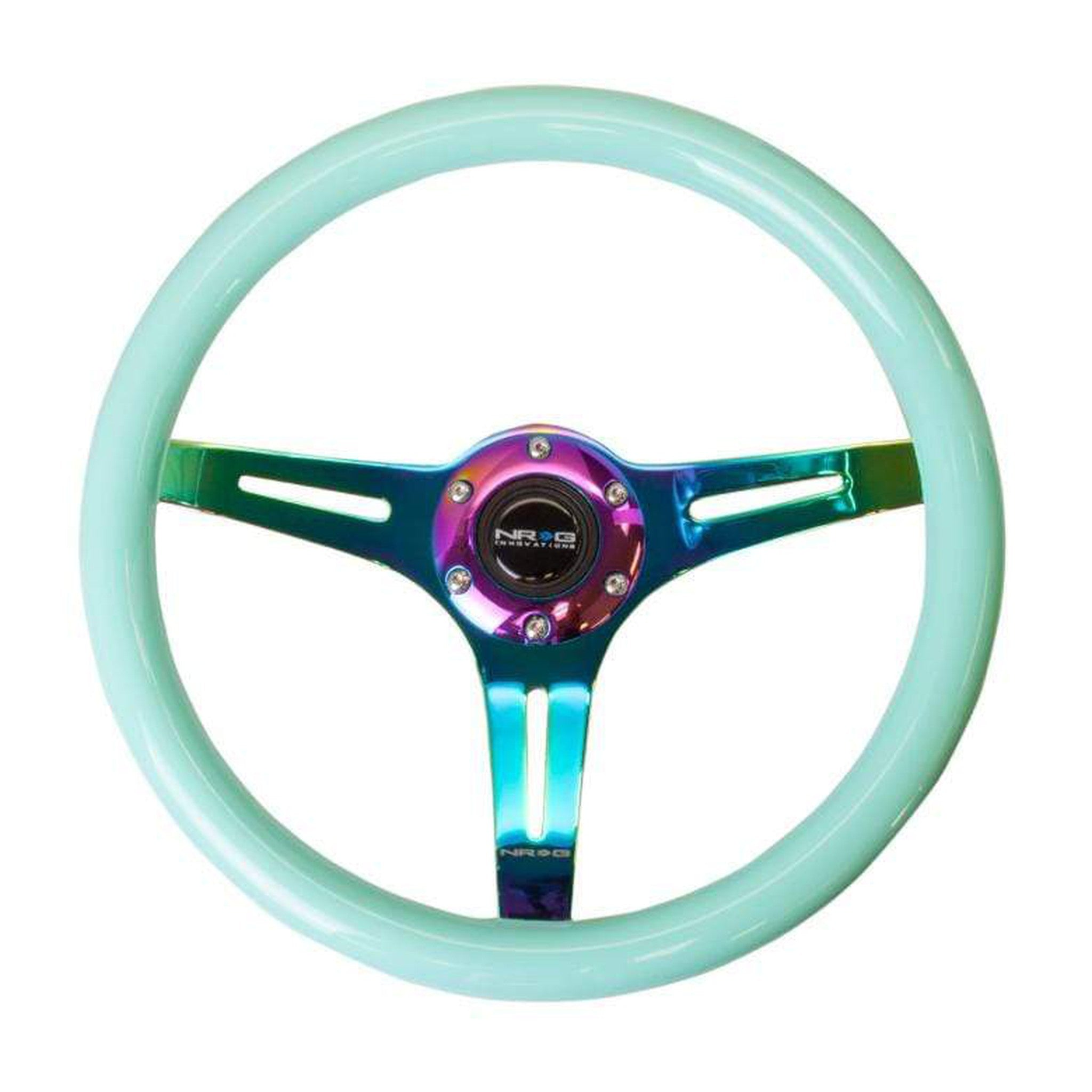 NRG Classic Minty Fresh Wood Grain w/ NeoChrome Center Steering Wheel | ST-015MC-MF