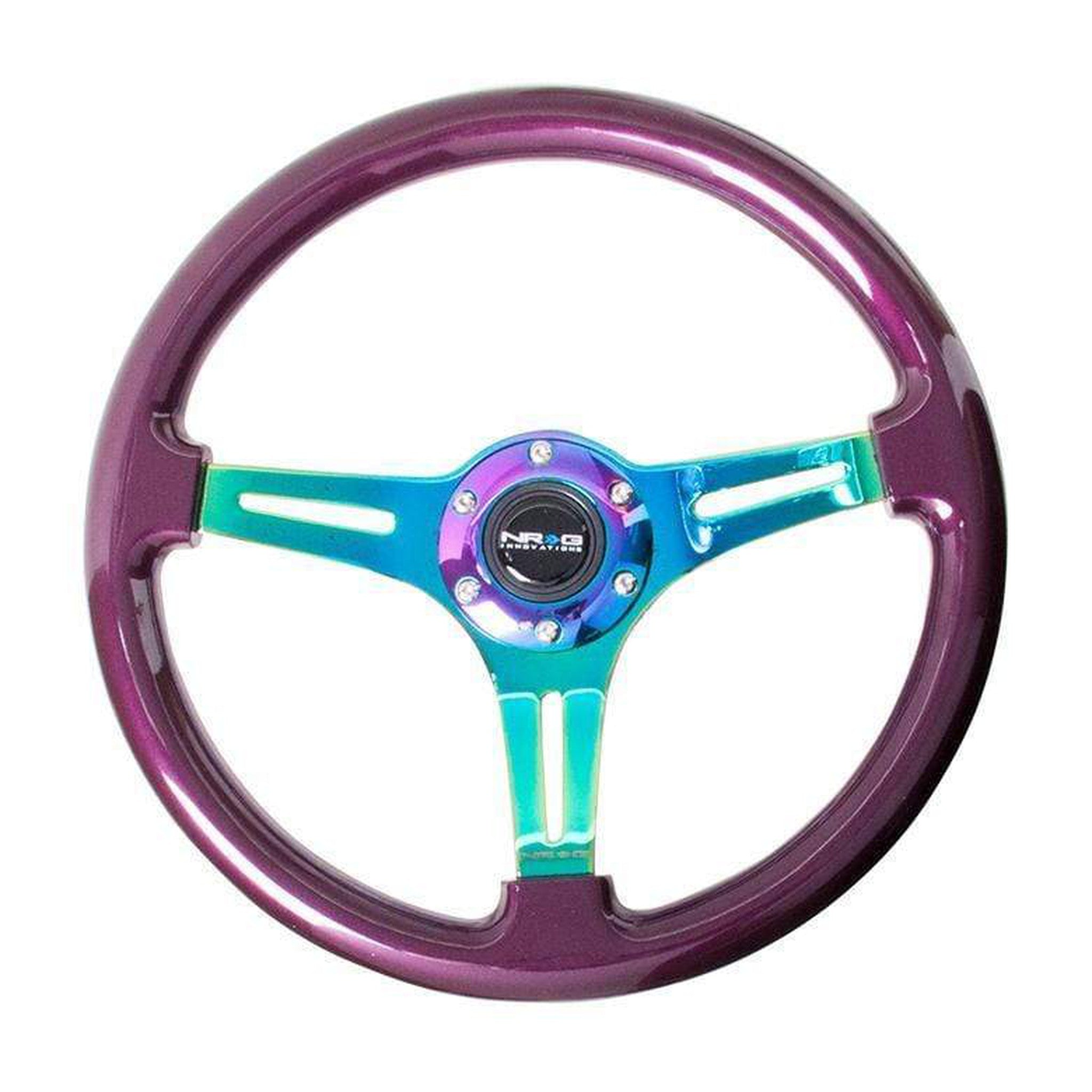 NRG Classic Purple Wood Grain w/ NeoChrome Center Steering Wheel | ST-015MC-PP
