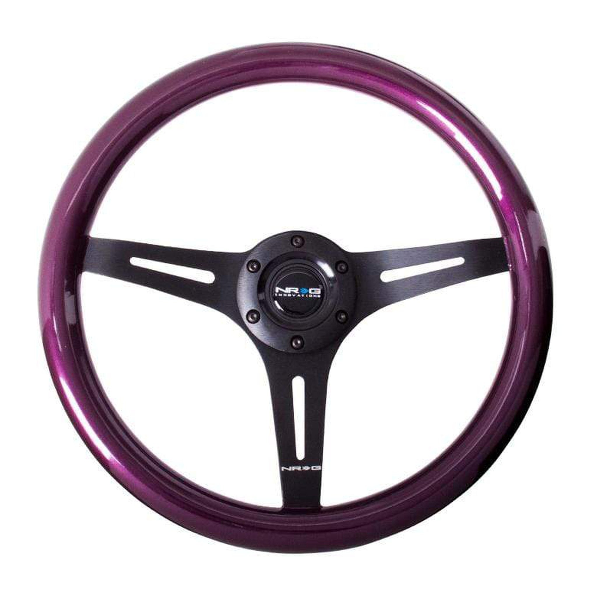 NRG Classic Purple Wood w/ Black Center Grain Steering Wheel | ST-015BK-PP