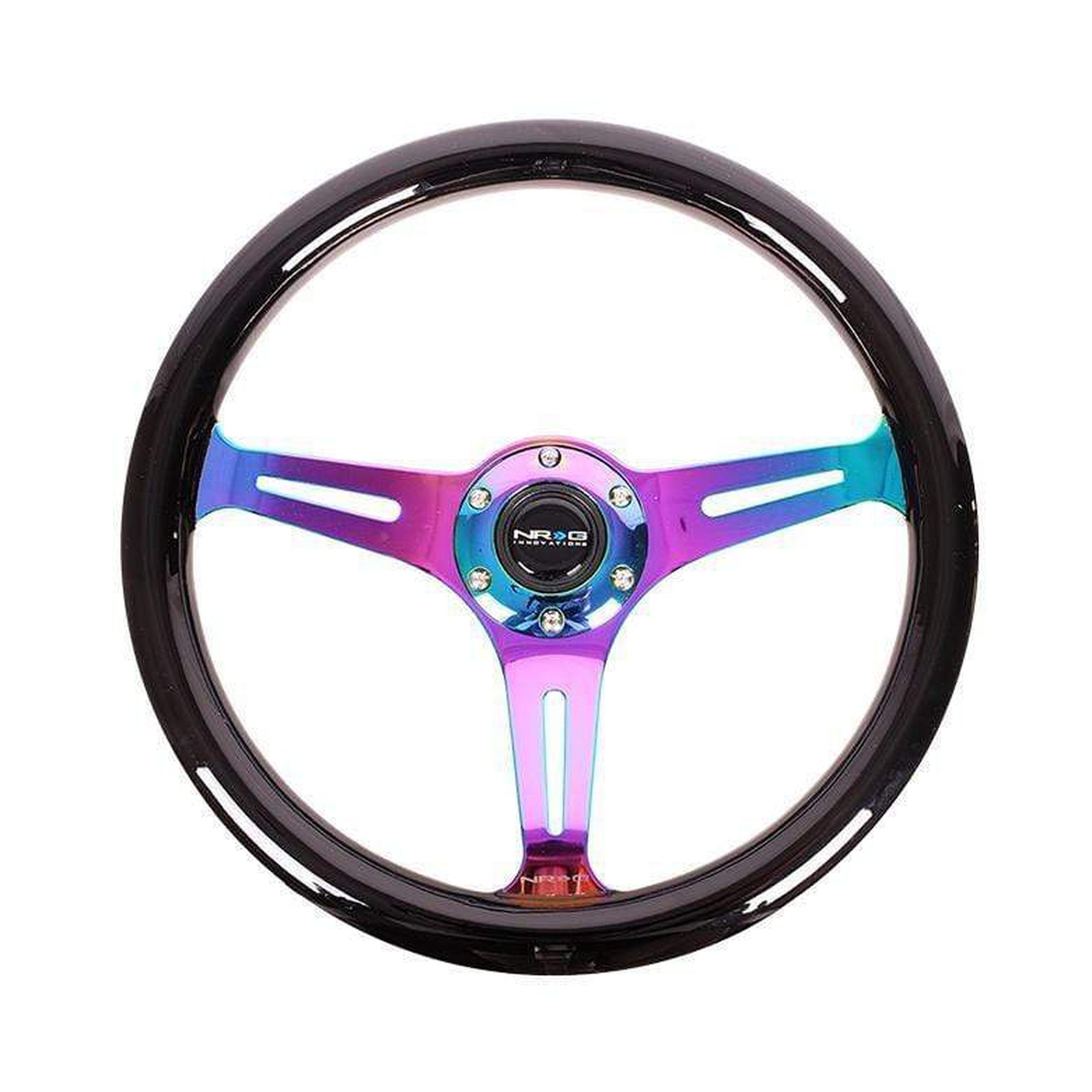 NRG Classic Sparkle Black Wood Grain w/ NeoChrome Center Steering Wheel | ST-015MC-BSB