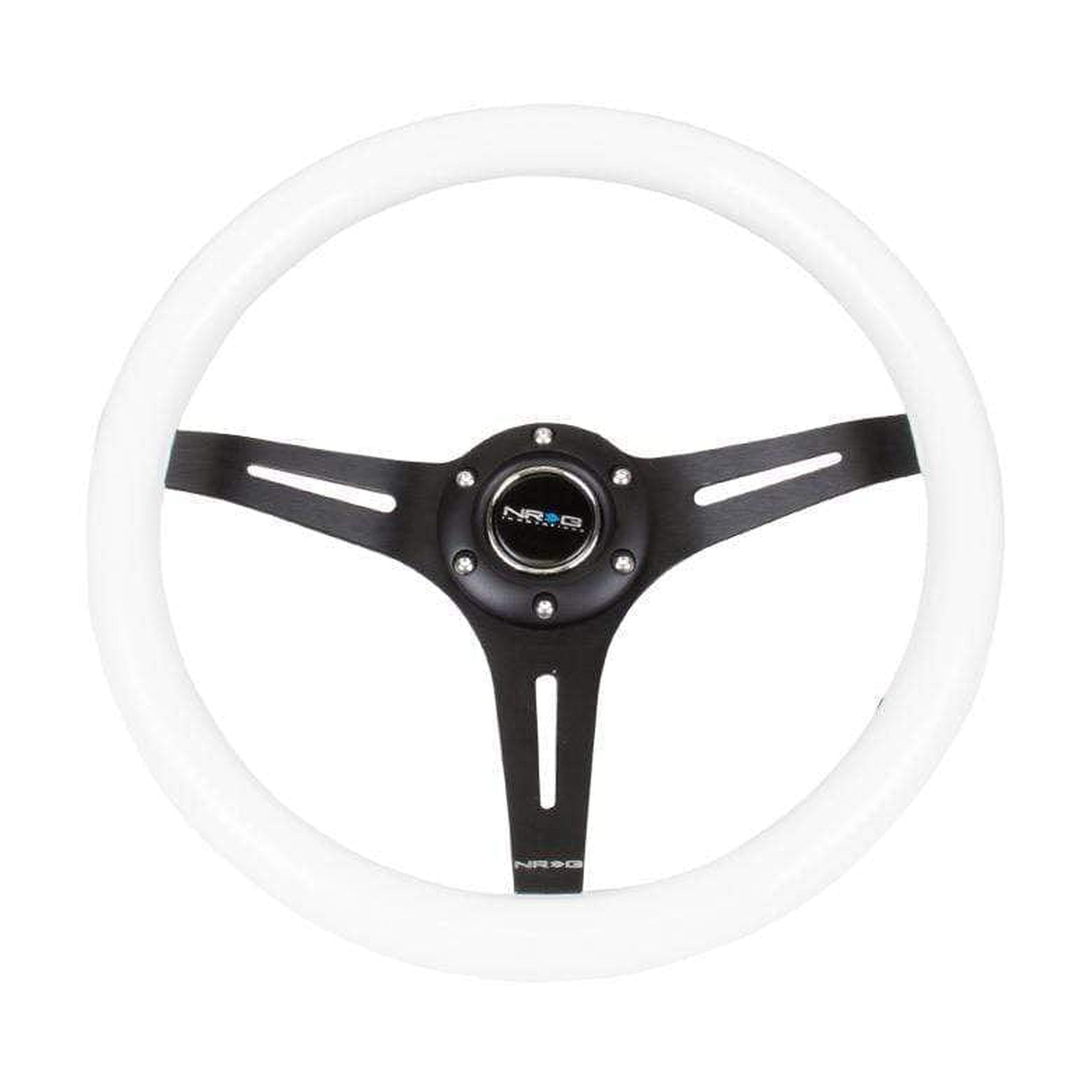 NRG Classic White Wood Grain w/ Black Center Steering Wheel | ST-015BK-WT