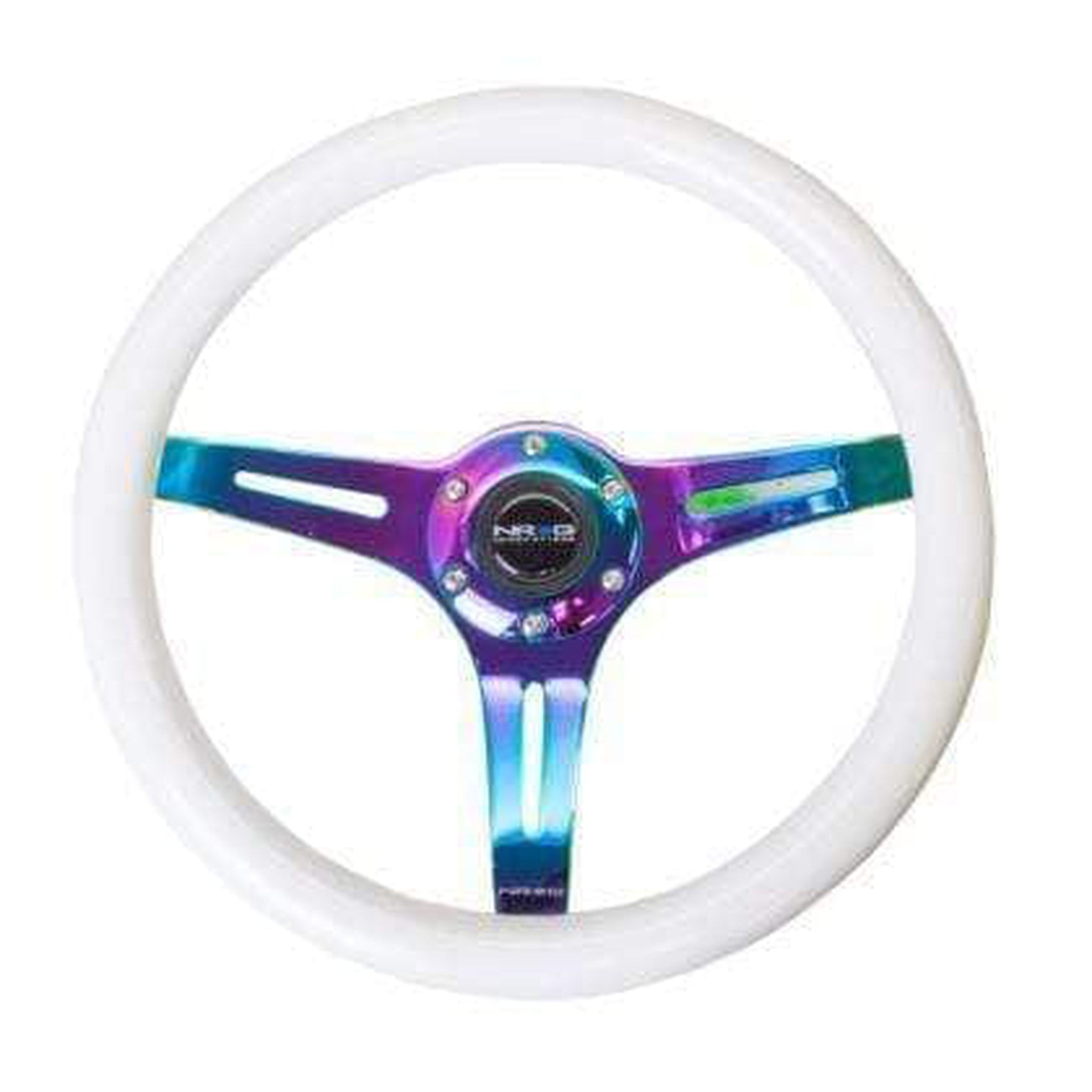 NRG Classic White Wood Grain w/ NeoChrome Center Steering Wheel | ST-015MC-WT
