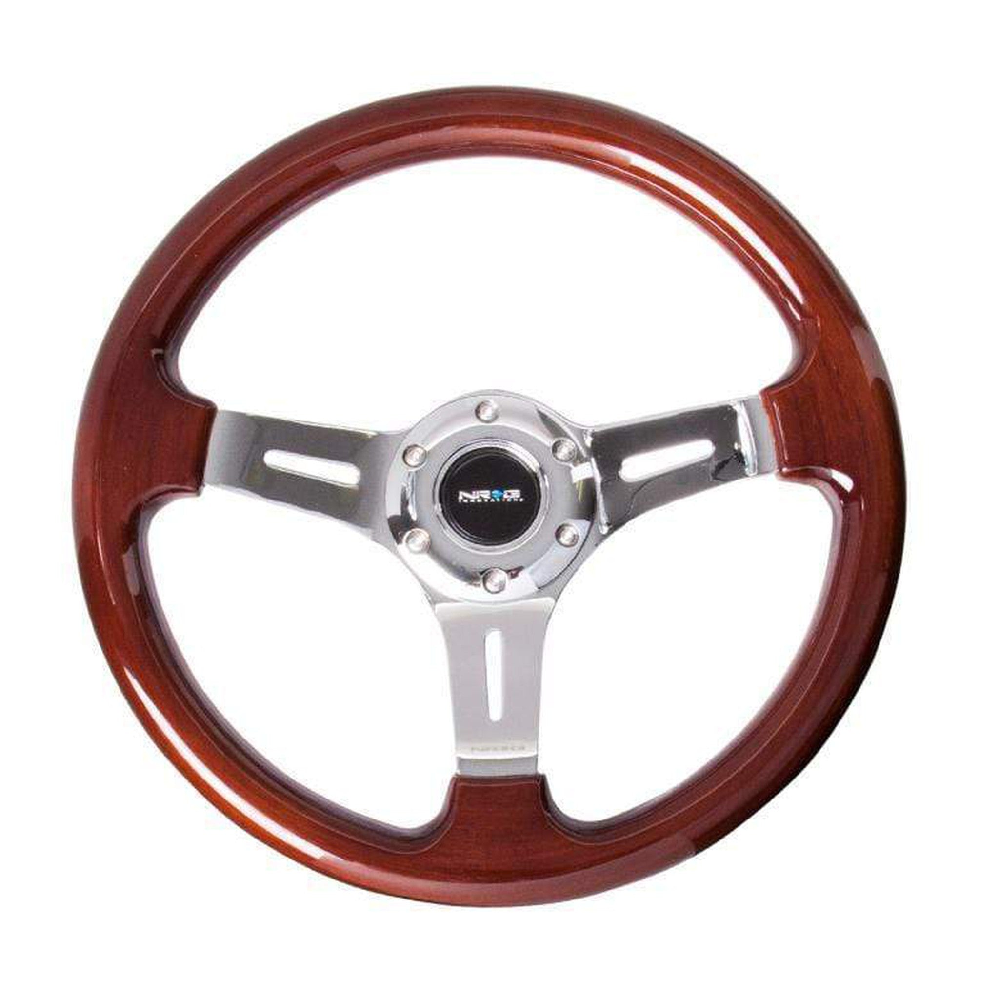 NRG Classic Wood Grain w/ Chrome Center Steering Wheel | ST-015-1CH