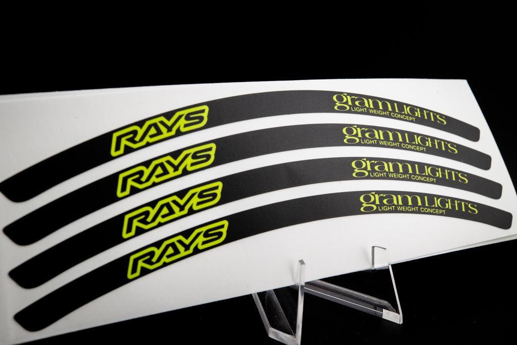 Overnight Crew Gram Lights 57DR/CR Rim Stickers 17"+ (4 PCS) - Black/Acid