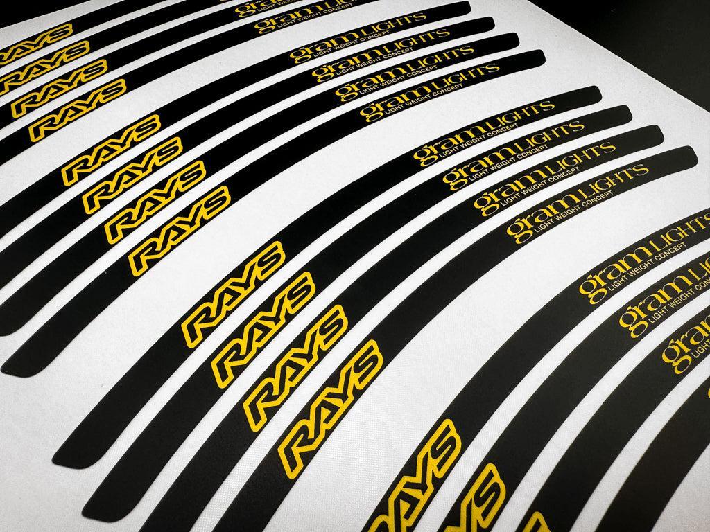 Overnight Crew Gram Lights 57DR/CR Rim Stickers 17"+ (4 PCS) - Black/Canary