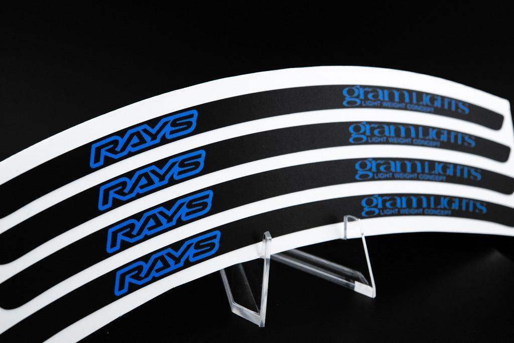 Overnight Crew Gram Lights 57DR/CR Rim Stickers 17"+ (4 PCS) - Black/Hyper Blue