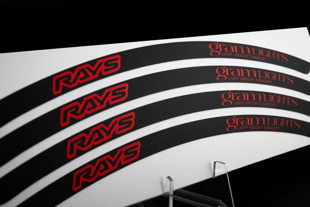 Overnight Crew Gram Lights 57DR/CR Rim Stickers 17"+ (4 PCS) - Black/Red