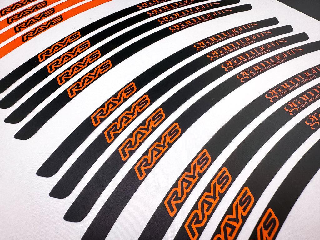 Overnight Crew Gram Lights 57DR/CR Rim Stickers 17"+ (4 PCS) - Black/Vermilion