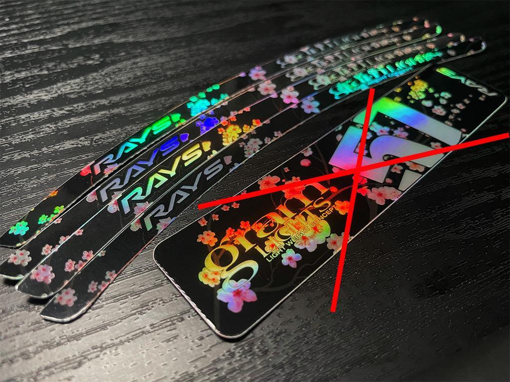 Overnight Crew Gram Lights 57DR/CR Rim Stickers 17"+ (4 PCS) - Cherry Blossom/Black (Holographic)