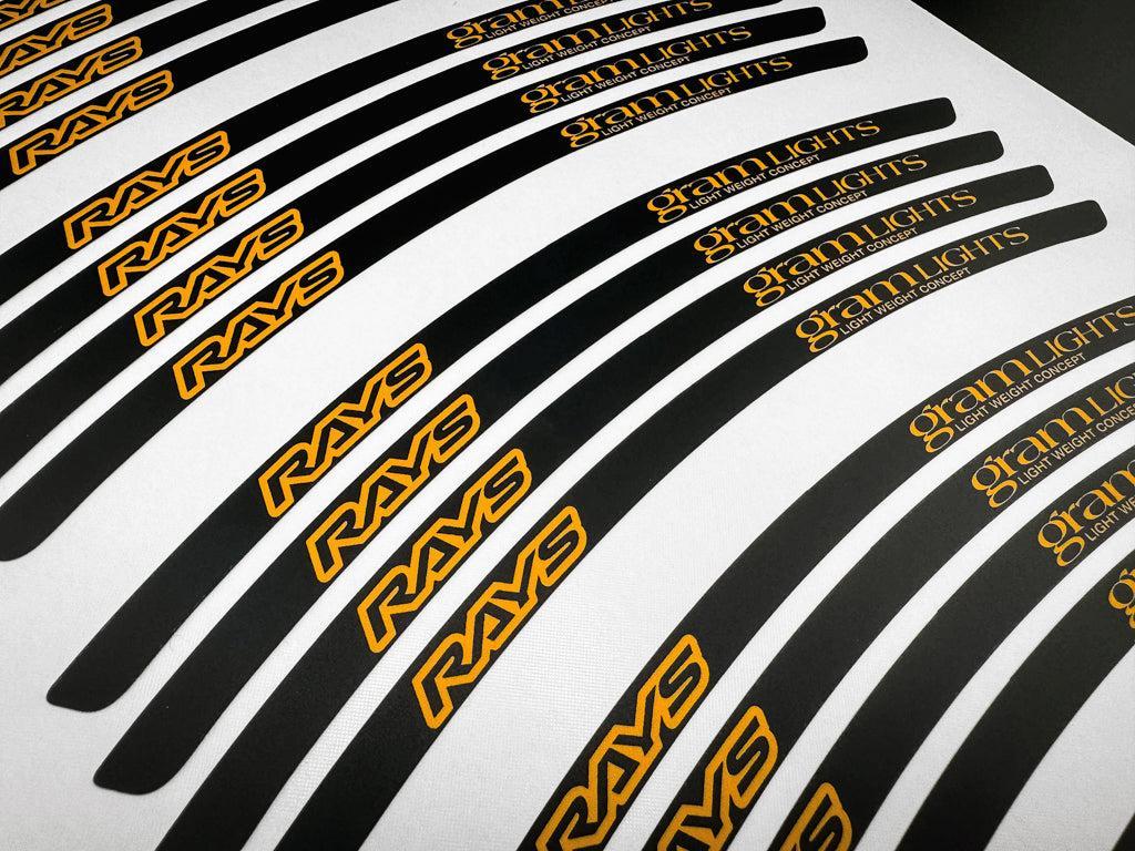 Overnight Crew Gram Lights 57DR/CR Rim Stickers 17"+ (4 PCS) - Deep Yellow/Black